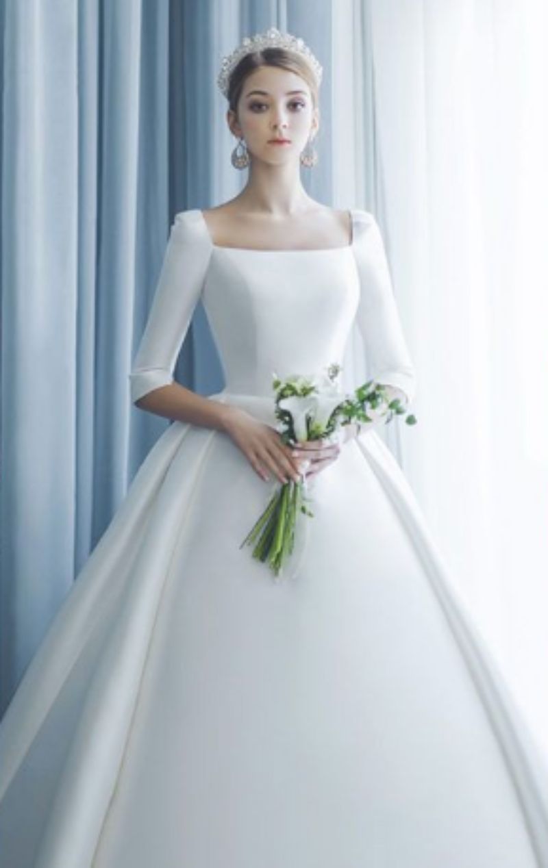 váy cưới lụa đơn giản